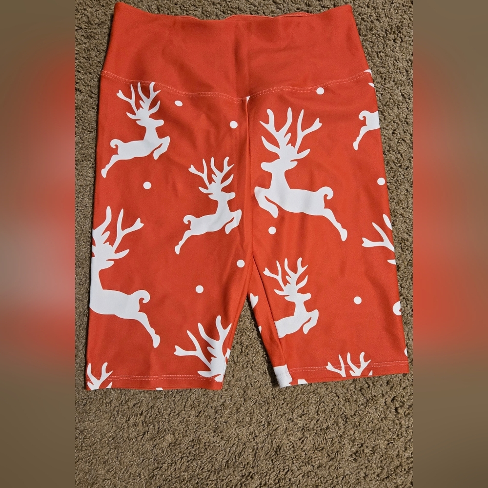 Festive Red Reindeer Print Shorts